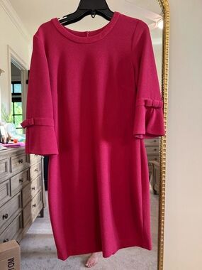 Karl Lagerfeld Fuchsia Bell-Sleeve Midi Shift Dress size 8